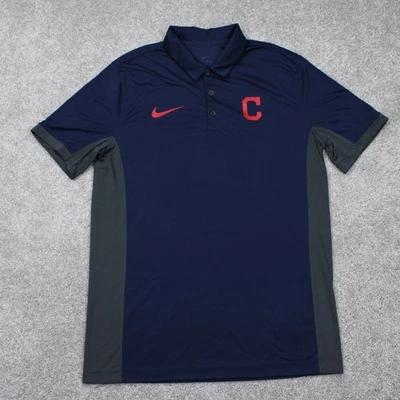 Nike Cleveland Guardians Polo Shirt Mens Medium Blue Dri-Fit Polyester S/S MLB - Image 1 of 4