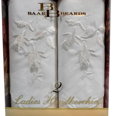 Nuevo en caja Juego de 2 pañuelos vintage Baar & Beards para damas bordados 100 % algodón Foto 1 de 4