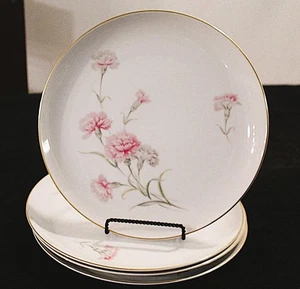 4pc Lot Set Royal Court Carnation 10.25 Dinner Plate Fine China in Pink - Picture 1 of 2