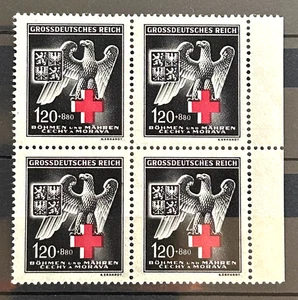 1943 German occ of Czechia BuM Block of 4 Stamps Mi:DE-BM132 Red Cross MNH /13 - Picture 1 of 1