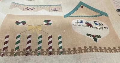 handpainted needlepoint canvas Gingerbread House Christmas Candy 3D Ts Designs - Image 1 of 4