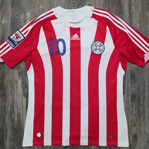2008 Adidas Paraguay Home Soccer Jersey Salvador Cabañas Men L World Cup Africa - Picture 1 of 10