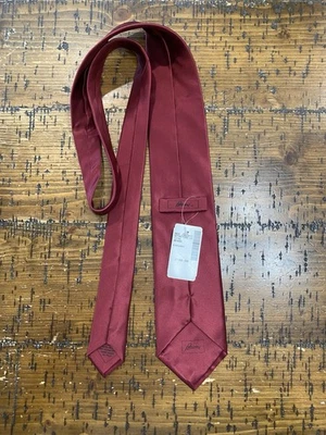 Brioni Silk Tie Hand Made in Italy Burgundy Vintage Designer Gift Box NWT $140 - image 1 of 4