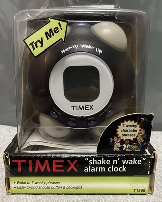Timex Shake N Wake T156B Alarm Round Clock 7 Wacky Character Phrases NIOB - Image 1 of 4