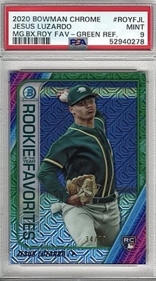 Jesus Luzardo 2020 Bowman Chrome Mega Box Green Refractor #ROYFJL PSA 9 MINT - Image 1 of 2