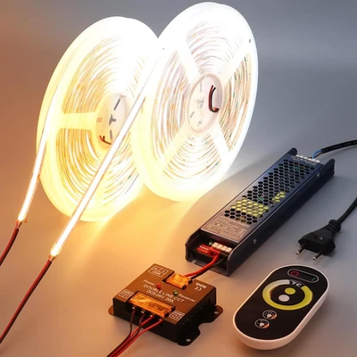 Striscia LED COB CCT 24V 20 Metri (10 Metri×2), 2700K-6500K Bianca Strisce LED D - Immagine 1 di 4