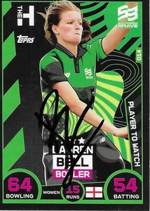 LAUREN BELL SIGNED SOUTHERN BRAVE CRICKET ATTAX HUNDRED PROMO CARD- 2021 - Picture 1 of 1