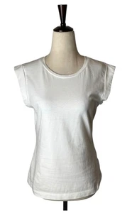 Rebecca Taylor La Vie Tee Women Medium White Cotton Crew Neck Cap Sleeve Top - Picture 1 of 11
