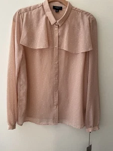 Jason Wu for Target Sheer Blush Polka Dot Long-Sleeved Shirt Blouse Size L - Picture 1 of 8