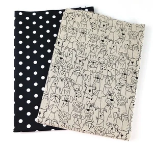Dekostoff Canvas Stoffpaket Hunde Tupfen schwarz   2 x 50 x 140/150 cm ÖkoTex - Bild 1 von 1