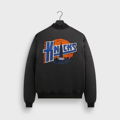 NEW Mens Avirex KITH x New York Knicks Blacked Out Varsity Jacket Streetwear NWT - Image 1 of 4