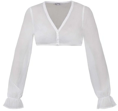 Dirndlbluse Arnstein Langarm weiß Chiffon Bluse für Damen MarJo  - Bild 1 von 3