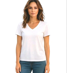 Neu THEORY Dayne B Atmos leichtes T-Shirt mit V-Ausschnitt weiß Größe Small 85 $ - Bild 1 von 10