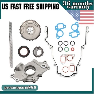 Cadena de distribución + bomba de aceite + junta para Chevrolet GM 4,8 L 5,3 L 6,0 L L LS1 LS2 LS3 Foto 1 de 4