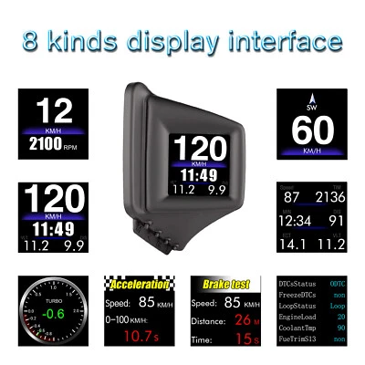 Car Head Up Display GPS OBD2 Driving Computer LCD Screen Temperature Gauge - Image 1 of 4