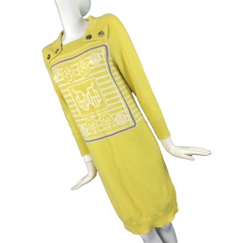HERMÈS NUOVO Hermes donna giallo CASHMERE maglia maglione maglione vestito taglia FR38 S US4