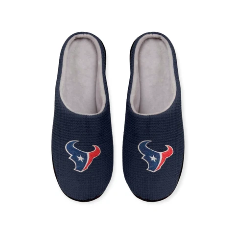 Houston Texans NFL Men's FOCO Memory Foam Slide Slippers Navy Size L (11-12) Cover