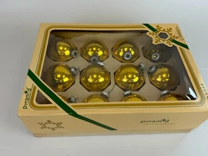 Vintage SHINY BRITE 2.5" Gold Christmas Ball Ornaments in PYRAMID Box - Picture 1 of 3