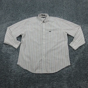 Faconnable Shirt Mens XL White Brown Gray Striped Long Sleeve Button Up - Picture 1 of 16