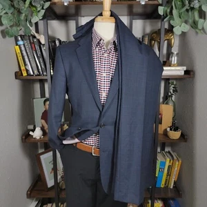 Brooks Brothers Red Fleece Mens 2PC Sport Coat & Pants Navy Plaid Wool 42L 36x32 - Picture 1 of 24