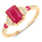 1.52 Ct. Tw. Genuine Ruby And White Diamond Promise Ring In 14K Yellow Gold