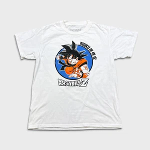 Vintage Dragon Ball Z T Shirt Mens Large White Goku Bird Studio Anime Tee - Picture 1 of 6