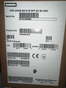 HP 240GB Read Intensive SATA3 SSD Drive Gen10 SFF Hot Swap P40496-B21 NEW SEALED - Picture 1 of 2