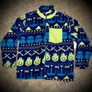FELPA PILE STAR WARS FULL ZIP PELUCHE BLU NAVY VERDE ISOLA FIERA ADULTO XL - Foto 1 di 4