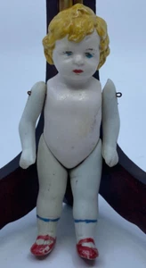 Muñeca Alemana Antigua Bisque Porcelana Articulada Hombros con Cable Cadera Pelo Moldeado - Imagen 1 de 11