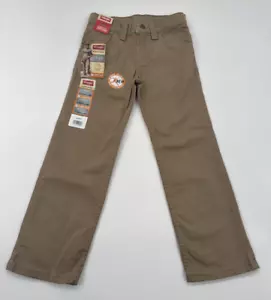 Wrangler Khaki Pants Boys 8 Straight 4-Way Stretch Adjustable Waist Casual NEW - Picture 1 of 10