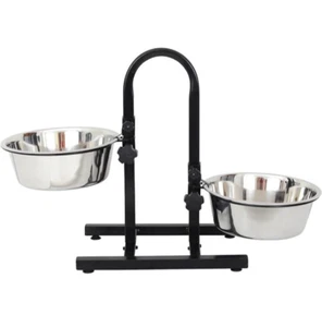 Adjustable U-Design Double Diner Non-Skid Rubber Base Noise Free Dog Food Stand - Picture 1 of 11