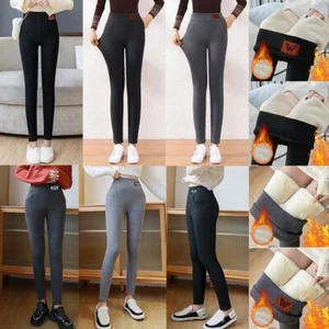 Women Winter Thick Leggings Pants Fleece Lined Thermal Stretchy Warm Soft Pants - Picture 1 of 21