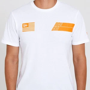 Nueva Era Gorra Para Hombre Neón Naranja Gráficos EE. UU. Bandera Camiseta Blanca - Imagen 1 de 5
