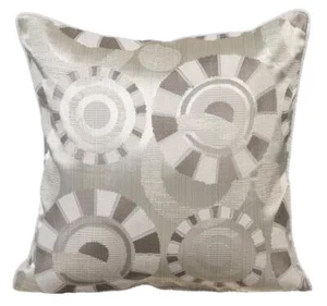 Couch Cushion Cover Ivory 16"x16", Bed Decor Silk Circles & Dots - Ivory Circles - Picture 1 of 2