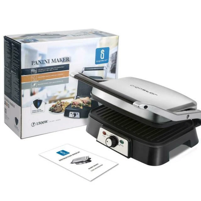 Aigostar Hitte 1500W Panini Maker Griglia - Argento (500924)