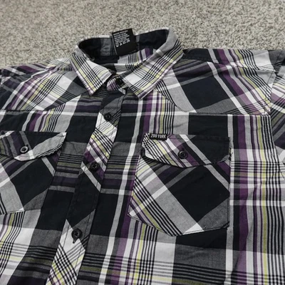 Zoo York Shirt Mens L Black Gray Button Up Skate Surf Grunge Streetwear Y2K 00s - Image 1 of 4