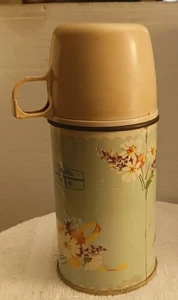 Floral Pattern Metal Holtemp American Thermos Products Co Norwich Conn Complete - Picture 1 of 10