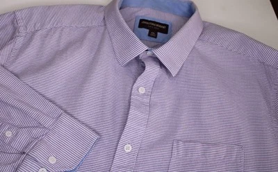 Johnston & Murphy Shirt Mens (XXL) Purple Blue Geometric Button Up Flip Cuff - Image 1 of 4