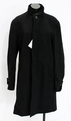 Casaco interno Mango masculino acolchoado gola funil mistura de lã com zíper LB3 preto médio - Imagem 1 de 4