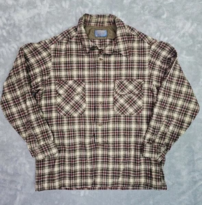 Camicia vintage Pendleton Board colletto ad anello patta tasca lana a quadri taglia XL - Foto 1 di 6