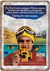 1986 Canon Vintage Film Camera Advertisement Retro Look Metal Sign C957 - Picture 1 of 2