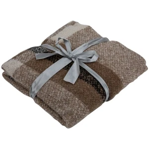 Northlight Taupe Plaid Woven Throw Blanket with Fringe 50" x 60" - Picture 1 of 6