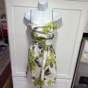 Y2K Floral Babydoll Sun Dress Cottagecore Green Gray Roses - Picture 1 of 9