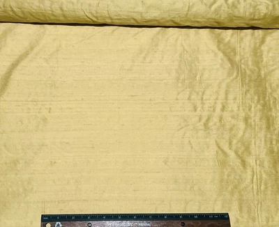Iridescent Light Yellow Dupioni 100% Silk Fabric,54" Wide, By the Yard (S-214D) - Image 1 of 4
