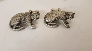 Gemelos finos de peltre inglés Leopard R121 hechos a mano en Sheffield - Imagen 1 de 1