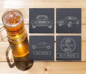 Mustang GT500 1967 Slate Coasters Set of 4 Custom Laser Engraved 4 inch - Picture 1 of 7