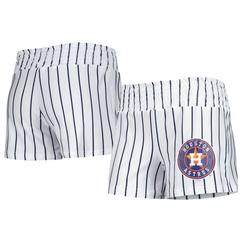 Women's Concepts Sport White Houston Astros Reel Pinstripe Sleep Shorts Cover