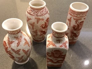 Collectible Four Piece Neiman Marcus Pottery Porcelain Set Macau Orange & White - Picture 1 of 10
