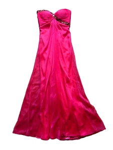 La Femme Coral Pink Red Strapless Pageant Evening Gown Maxi Dress Formal Prom 2 - Picture 1 of 9