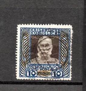 Austria 1908 old 10 Kr. Franz Josef stamp (Michel 156) used - Imagen 1 de 2